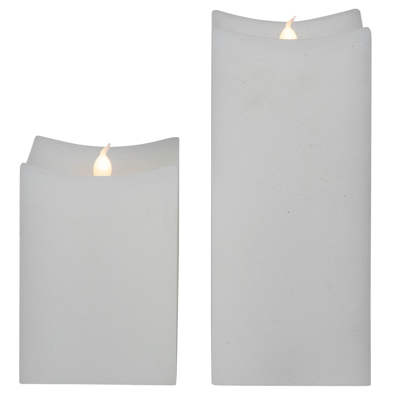 Northlight LED Flickering Flameless Wax Rectangular Candles - 8" - White - Set of 2